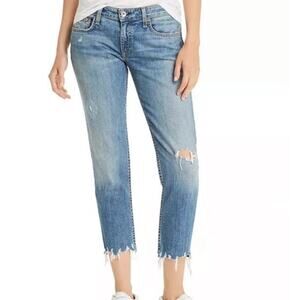 Rag & Bone Distressed Dre Low-Rise Slim Boyfriend Raw Hem Jeans Women's Size 31